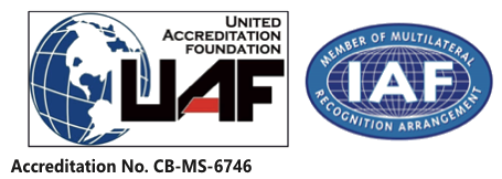 Accreditation mark — United Accreditation Foundation (UAF) · Accreditation No. CB-MS-6746 · IAF MLA